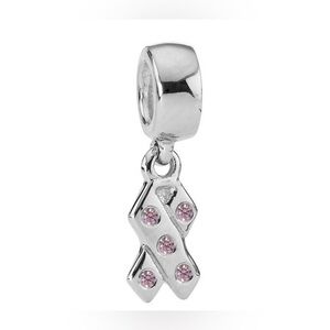 Authentic Retired Pandora Breast Cancer Pink CZ 925 Ale Dangle Charm